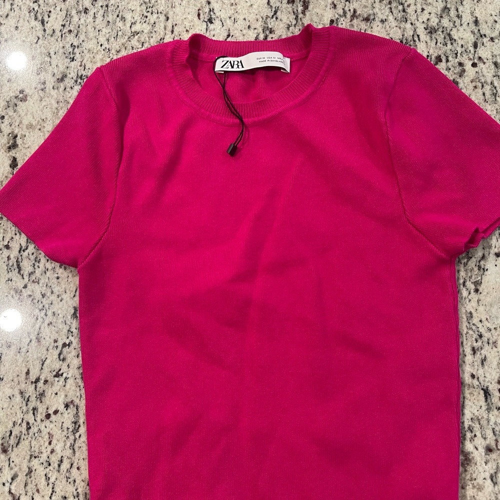 Zara BASIC CROPPED KNIT TOP